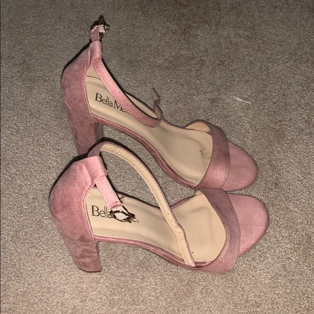 Pink suede heels